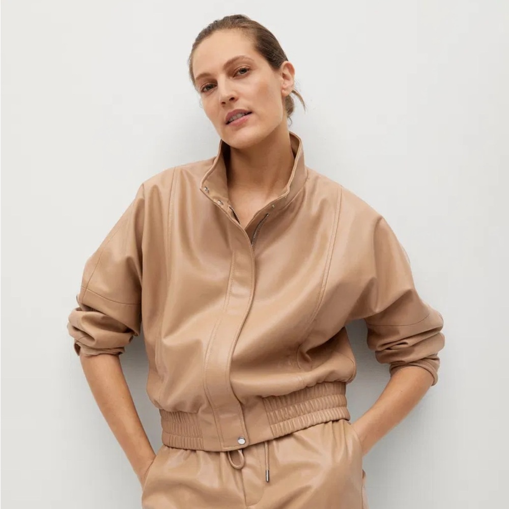 NWT mango faux leather bomber jacket